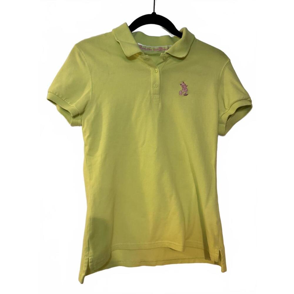 Disney Lime Green Polo Shirt with Mickey Mouse Embroidery - Women’s M